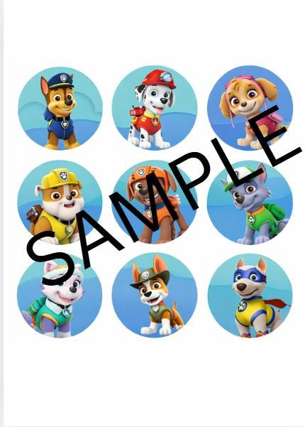 Rescue Pups Cupcake Toppers Printable | Kids Birthday Decorations | Instant Download