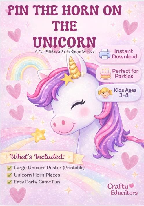 Party Game Printable – Pin the Horn on the Unicorn