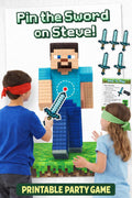 Pin the Sword on Steve Party Game | Gamer Birthday (Printable Download)