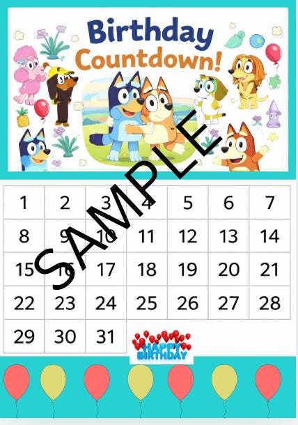 Kids Birthday Countdown Calendar – Cut Out & Glue Daily Countdown Printable