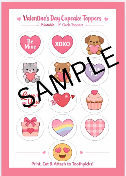 Valentine’s Day Cupcake Toppers Printable | Kids Valentine Party Decor | Classroom Valentines | Instant Download